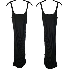 Intimately Free People Black Slinky Stretchy Ruched Side Little Black Dress Sz S